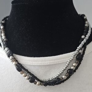 Premier Black and Silver Beaded Necklace